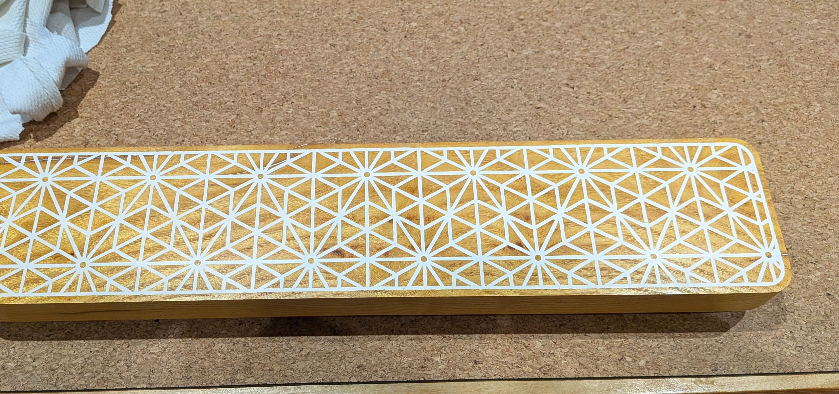 The finished box with cover on – Asanoha pattern in white epoxy on mulberry, sanded flush and finished with mineral oil and beeswax